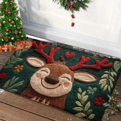 Alfombra navideña para puerta, alfombra interior de hombre de jengibre y Papá Noel rojo para exteriores, Año Nuevo 2026, Feliz Navidad, decoración del hogar, alfombrilla para pies