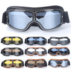 Gafas para motocicleta y bicicleta, gafas para casco de motocicleta a prueba de viento, gafas de sol Retro universales de cuero, accesorios Retro para motocicleta
