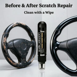 Bálsamo Reparador de Cuero, Kit de Pasta Recolorante Negra, Restaura Asientos de Coche, Volantes y Muebles Rayados y Descoloridos