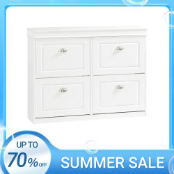 SoBuy FSR79-W Zapatero Estrecho para Entrada y Recibidor - Mueble Zapatero con 4 Solapas y Gran Capacidad - 105x24x83cm para Pasillo Estrecho, Recibidores, Dormitorio