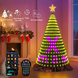  Guirnalda de luces navideñas de 2,1 M, lámpara con Control remoto por aplicación Bluetooth, guirnalda USB para dormitorio, decoración navideña de Año Nuevo