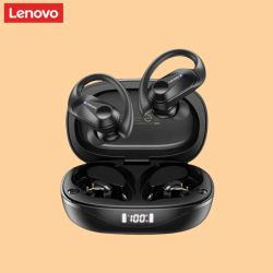Lenovo LP75 auriculares inalámbricos deportivos con micrófonos, Control de botones, pantalla de alimentación LED, sonido estéreo de alta fidelidad auriculares Bluetooth 5,3 TWS