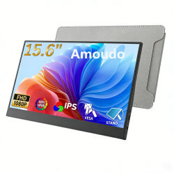 Amoudo-Monitor portátil de 15,6 pulgadas, 1920x1080P, pantalla extensible, Panel LCD IPS, soporte de orificio para bolígrafo, VESA, USBC, Mini HDMI, pantalla móvil