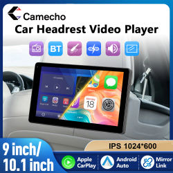 Camecho inalámbrico Carplay Android Auto Monitor para reposacabezas de coche pantalla IPS de 9 pulgadas reproductor de vídeo MP5 reproductor Multimedia para asiento trasero