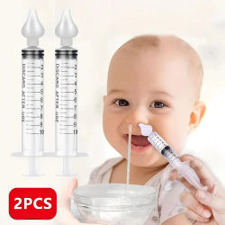 Aspirador Nasal De tubo De aguja, aspirador Nasal para el cuidado del bebé, limpiador De 10ML para rinitis De bebé, Aspirador Nasal De Plastico, 2 uds.