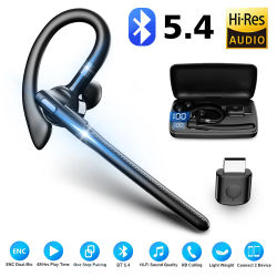 Auriculares inalámbricos Bluetooth 5,4, auriculares de conducción con gancho para la oreja y micrófono Dual CVC8.0, auriculares manos libres con cancelación de ruido