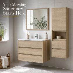Conjunto de Muebles de Baño con Cajones, Madera Sintética Roble Sonoma, Mueble de Almacenamiento Moderno, Mueble de Lavabo