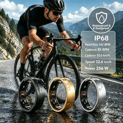 Anillo Inteligente para Hombre y Mujer, Monitor de Frecuencia Cardíaca y Oxígeno en Sangre, Seguimiento de Movimiento y Calorías, Resistente al Agua IP68 y 5ATM, Modo Multideportivo
