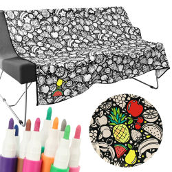 Manta para colorear DIY con 24 marcadores de colores, manta con patrón de personalización creativa, alivio del estrés, pintura única, decoración artística, regalo