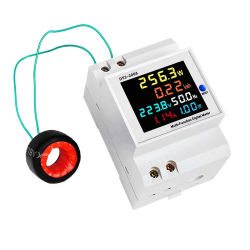 Medidor de energía de D52-2066, Monitor de uso de electricidad en carril Din, CA 40-300V, 100A, voltímetro, amperímetro, Watt, Kwh, medidor de potencia de frecuencia