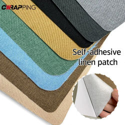 Parche de lino de varios colores para sofá, cama, silla, asiento de coche, muebles, parches de reparación de tela de lino, autoadhesivo, 20x28cm