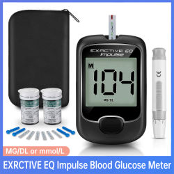 Monitor de glucosa en sangre completo automático, medidor de Diabetes con tiras reactivas, glucómetro con rayas, EQ IMPULSE
