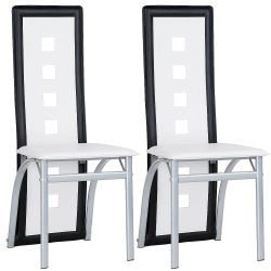 Juego de 2 Sillas de Comedor, Asiento Grande con Respaldo Alto, Muebles para Cocina y Comedor, Disponible en Cuero - 6 Colores