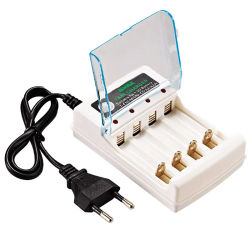 Cargador de batería AA/AAA, 4 ranuras, 220V, para batería recargable de 1,2 V, cargador rápido con cubierta, accesorio adaptador de protección