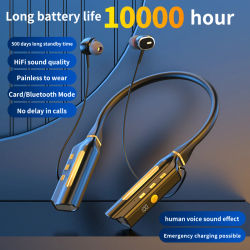 10000mAh 10000 horas de reproducción auriculares inalámbricos Bluetooth auriculares deportivos magnéticos para correr banda para el cuello auriculares deportivos reducción de ruido