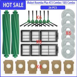 Compatible con irobot Roomba Plus 405/505 Combo Cepillo Lateral principal filtro Hepa fregona piezas de bolsa de polvo