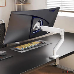Soporte de Escritorio para Monitor D-MOUNT D90 de Metal y Aluminio de 13'-32', Brazo con Resorte de Gas, Rotación Completa, Abrazadera de 0-60 mm, 2-10 kg