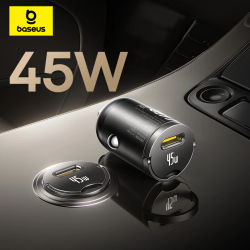 Baseus 45W Mini cargador de coche UFCS PPS QC PD carga rápida para tabletas iPhone 17 16 15 14 13 Samsung Xiaomi cargador de teléfono de coche
