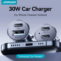 Joyroom-Mini cargador de coche PD QC3.0 USB tipo C, cargador de coche de carga rápida, puertos duales, cargador de teléfono para iPhone, Samsung, Galaxy, 30W