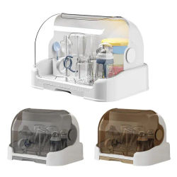 Estante para secar botellas para bebés, almacenamiento de botellas a prueba de polvo con bandeja de goteo extraíble, duradero, buena protección de sellado, botellas para niños pequeños