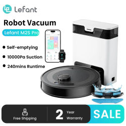 Robot Aspirador Lefant M2S Pro 10000Pa con Estación de Vaciado Automático de Polvo, Navegación Láser con Mapeo, Limpieza Personalizada, Evitación de Obstáculos PSD, Ideal para Pelo de Mascotas