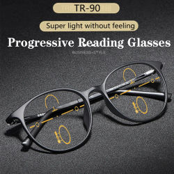 Gafas de lectura progresivas multifocales TR90 de titanio ultraligeras para hombres y mujeres, gafas para presbicia antiluz azul, gafas redondas