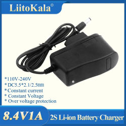 LiitoKala 8,4 V 1A cargador de batería de polímero de litio voltios cargador adaptador de fuente de alimentación 7,4 V 1A lleno de luces