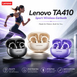 Lenovo TA410 Auriculares inalámbricos Bluetooth 5,4 TWS con efectos de sonido panorámicos, auriculares con batería de larga duración, cómodos de llevar