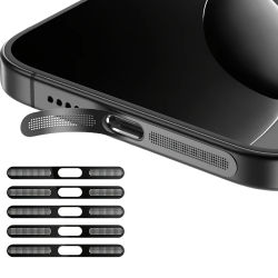 5 uds pegatina de red de Metal a prueba de polvo para iPhone 16 Pro 15 14 13 12 serie auricular altavoz agujero Anti-polvo Protector de malla Compatible