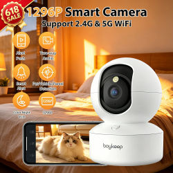 BoyKeep Cámara inteligente 2K Protección de seguridad Vigilancia Wifi 5G/2.4GHz Visión nocturna interior para bebés 360 ° Audio bidireccional Pan & Tilt K30