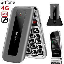 Teléfono plegable Artfone F30 4G para personas mayores, teléfono básico desbloqueado, linterna, botones grandes, teléfono móvil de emergencia SOS