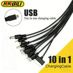 NNBILI-cable de carga Universal multifunción 10 en 1 para teléfono, Cable de carga con cabezales múltiples para Samsung, Nokia, Cable cargador de teléfono