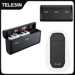 TELESIN cargador de batería portátil para GoPro Hero 12 11 10 9 batería 3 ranuras tarjeta TF caja de cargador de almacenamiento de batería para Gopro 12