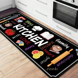 VIKAMA Alfombra de suelo estampada para cocina, duradera y resistente al desgaste, alfombra para el suelo de la cocina del hogar, alfombra para lavadero, decoración del hogar, 1/2 Uds.
