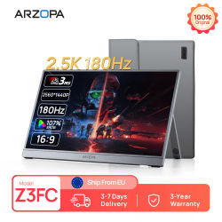 ARZOPA Monitor Portátil de 16.1'' 180Hz 2.5K, 2560x1440 QHD 107% SRGB, Segunda Pantalla Externa para Laptop, PC, PS5, Mac, Xbox-Z3FC
