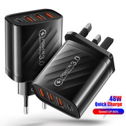 Cargador USB de 48W QC3.0 tipo C PD, carga rápida para IPhone14, Samsung, Huawei, Xiaomi, adaptador de cargador de pared con enchufe para UE/EE. UU./Reino Unido