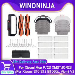 Accesorios de repuesto para Xiaomi Robot Vacuum S10 S12 B106GL / Mop 2S XMSTJQR2S y Viomi V2 V3: cepillo principal, cepillos laterales, filtro y paño.