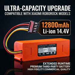 Nueva batería de repuesto para aspiradora robótica Xiaomi Roborock S55 S60 S65 S50 S51 S5 MAX S6, 100% 14,4 V, 12800mAh