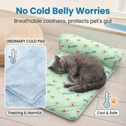 Alfombra de Verano para Mascotas, Alfombra Refrescante de Seda de Hielo Transpirable, Cojín Antideslizante Lavable, Alfombra de Descanso con Disipación de Calor, Cama para Perros y Gatos
