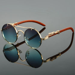 KAMMPT gafas de sol redondas Vintage para hombre, gafas de sol multicolores de doble puente a la moda para mujer, gafas de sol de diseño de lujo de marca de moda Retro