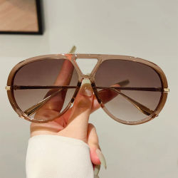 KAMMPT gafas de sol de piloto de gran tamaño 2025, nuevas gafas de sol Vintage de doble puente para mujer, gafas de sol de diseño de marca de lujo a la moda para exteriores