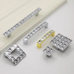 Cajón de cristal en forma de U de aleación de Zinc, armario de zapatos, puerta de armario, manija de diamante de doble orificio, accesorios de muebles, Simple y moderno