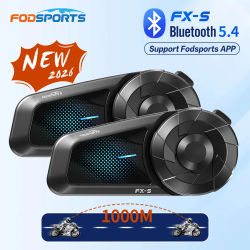 2 piezas Fodsports FX-S Intercomunicador de Motocicleta con Bluetooth para Casco, Auricular Inalámbrico para Moto, 1000M, BT5.4, Compatible con APP.
