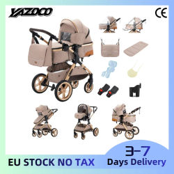 Paquete de cochecito de bebé 3 en 1 con asiento alto ajustable, tela transpirable y fresca para el verano, estructura de aluminio aeroespacial ultraligera, con asiento de seguridad para bebés,