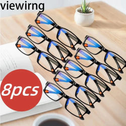 Gafas de lectura ligeras antirayos azules, montura cuadrada Unisex, gafas para presbicia, gafas de lectura antifatiga para personas mayores, 1/8 Uds.