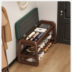 Mueble para el Hogar, Banco de Almacenamiento de Zapatos de Madera Maciza, Gabinete para Entrada o Pasillo, Asiento Acolchado, Multifuncional, Resistente, para Apartamentos Pequeños