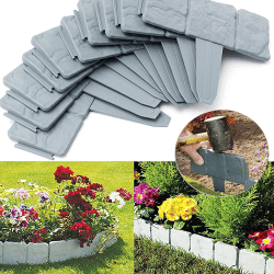 Valla de jardín de 5-10 Uds., estaca de soporte para plantas de piedra de imitación, borde decorativo para exteriores, valla para plantas de paisaje de patio de césped DIY