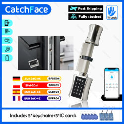 Cerradura Inteligente TTlock con Bluetooth, Cerradura de Cilindro con Seguridad WIFI, Electrónica Inalámbrica Digital, Teclado con Código, Tarjeta RFID, Sin Llave