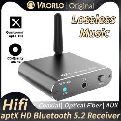 VAORLO AptX-HD Bluetooth 5,2 receptor HIFI música adaptador de Audio inalámbrico 3,5mm AUX óptico Toslink/salida Coaxial para altavoz de coche