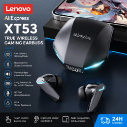 Nuevos Auriculares Bluetooth V5.4 Lenovo XT53 con Pantalla LED de Energía, Auriculares para Juegos Resistentes al Agua y al Sudor, Auriculares Inalámbricos Mejorados